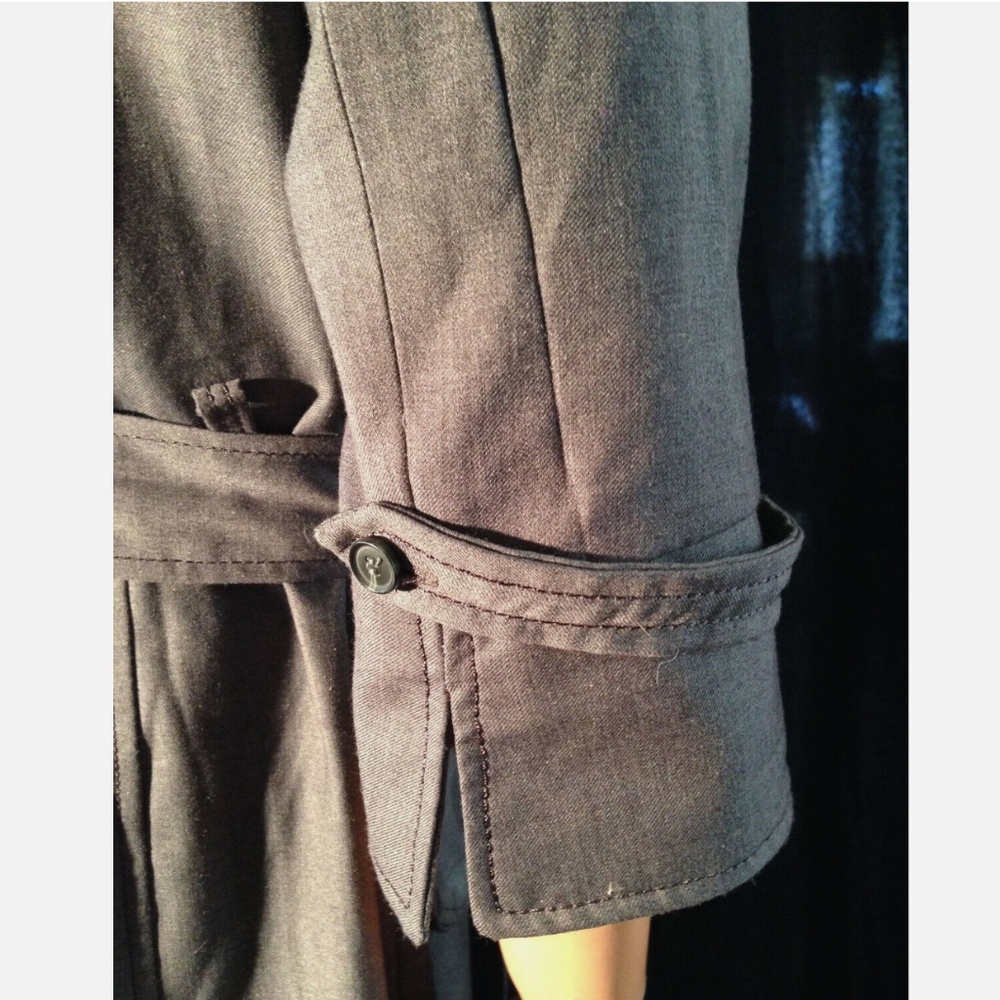 Vtg 90s ALLURA Gray Collared Button Down Shirt Dress/Sash Tie Belt~3/4 Sleeve~8 - Picture 6 of 9